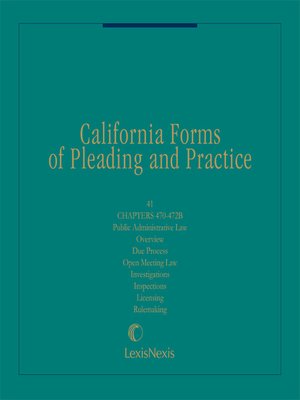 cover image of California Forms of Pleading and Practice